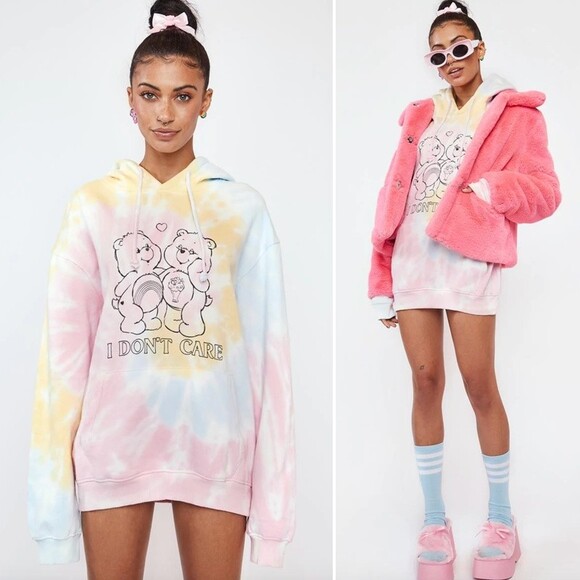 ♡ Care Bears x Skinnydip ♡ Care Bears I Don't Care Tie Dye Hoodie + Free Earring - Picture 4 of 7
